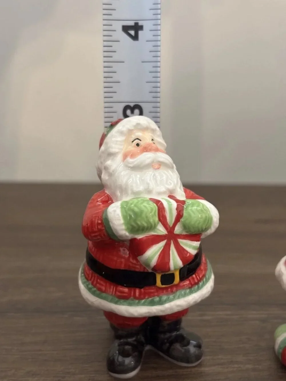 Vintage Fitz & Floyd Peppermint Santa Tumblers Miniature Ceramic Figures 2 inch